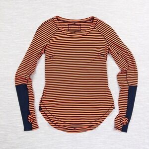 Lululemon Women First Base Shirt Women 6 LS Long Sleeve Inkwell Flare Orange Run